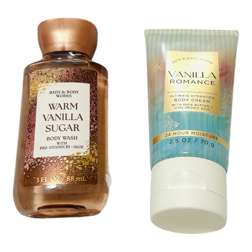 Bath & Body Works Warm Vanilla Sugar Body Wash & Vanilla Romance Body Cream NEW